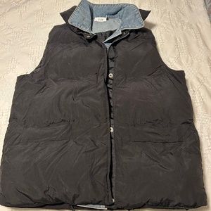 Black and denim puffer vest